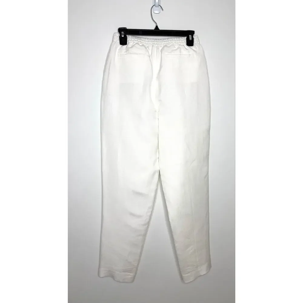 Calvin Klein Linen Blend Pants Sz 4 Drawstring Lined Beach Coastal Prep Minimal